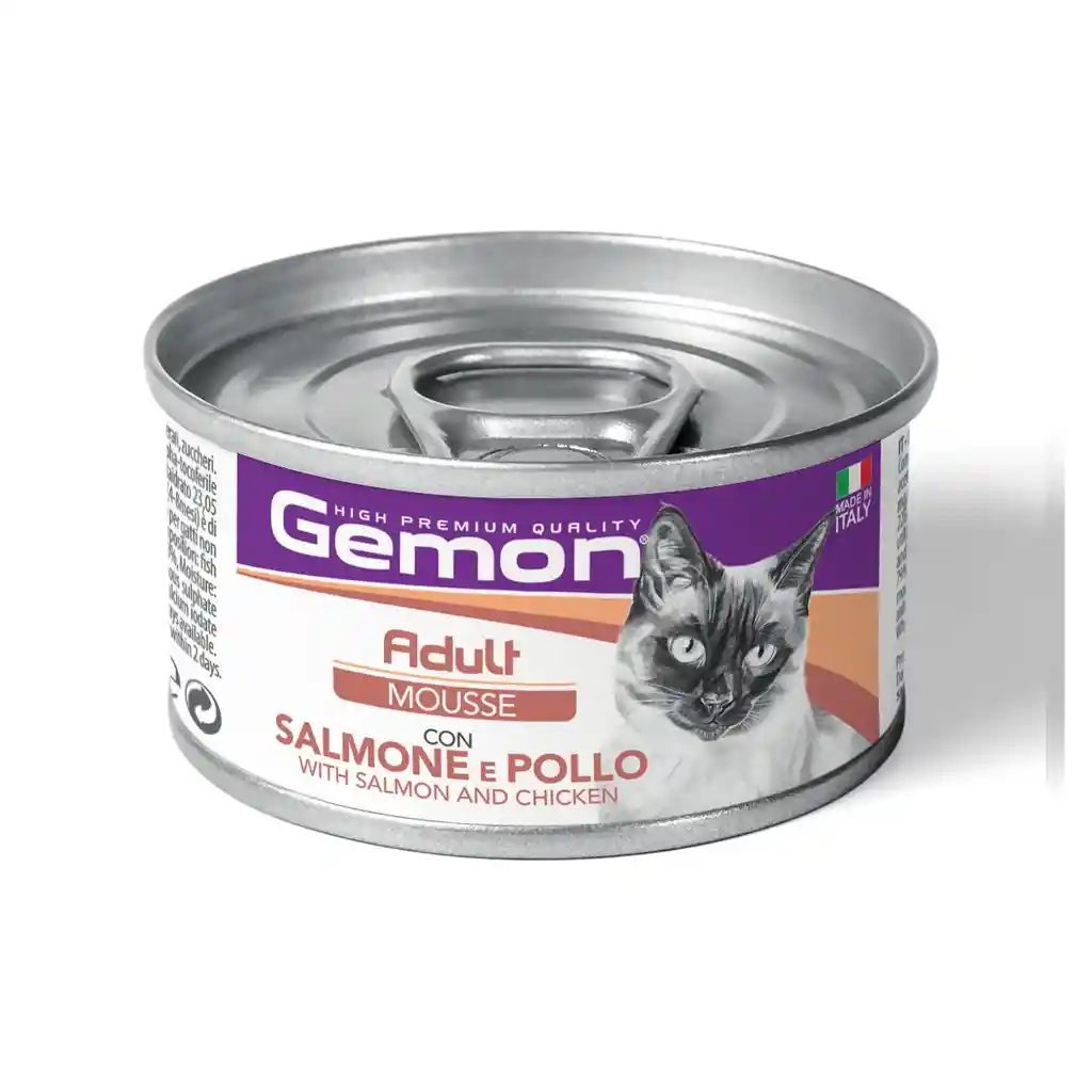 Alimento Húmedo Gemon Gato Adulto Salmón Y Pollo X 85 Gr