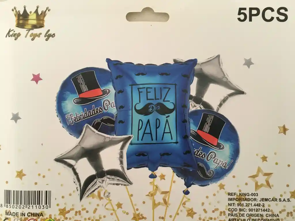 Kit De Globos Metalizados Feliz Dia Papa Azul Sin Inflar