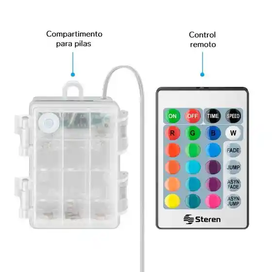 Serie Led Multicolor Rgb De 2 M Con Módulo Para Pilas Y Control Remoto