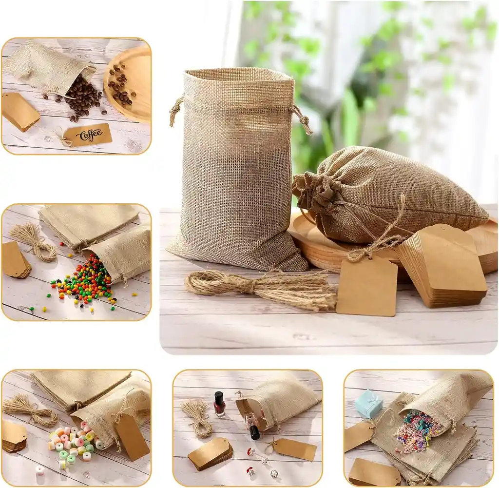Bolsas En Yute 13x18cm Joya Recordatorio Navidad 12 Unidades