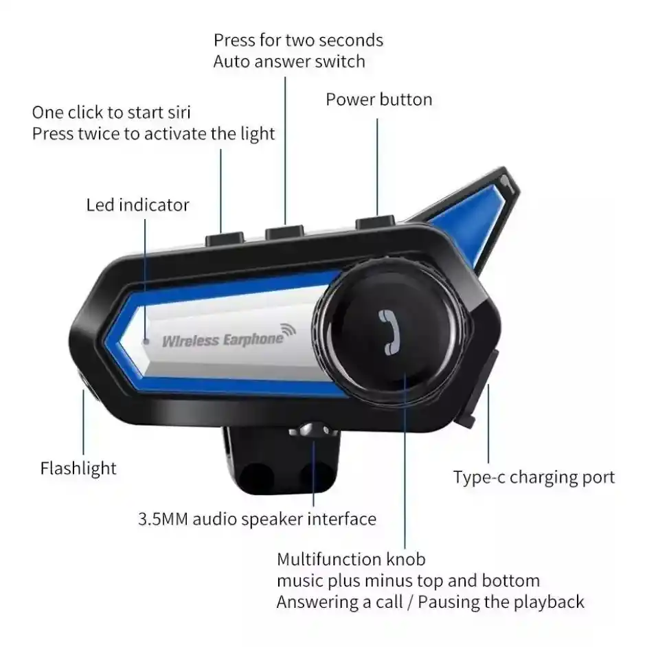 Intercomunicador Audífono Mic Casco Moto Ip67 Universal Bt31