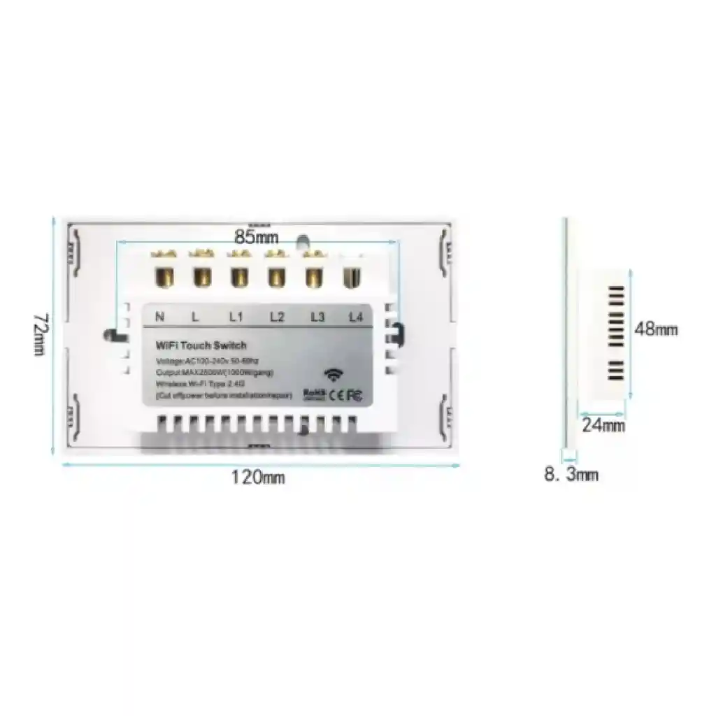 Switch Interruptor Wifi Y Rf Sin Neutro 1 Tactil Google Home