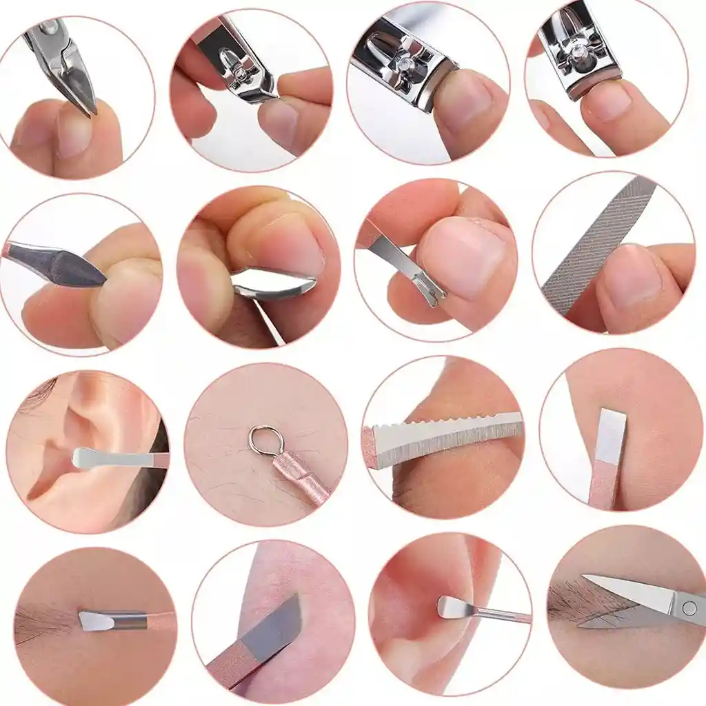 Juego Kit Cortauñas Manicure Y Pedicura Set Estuche 12piezas