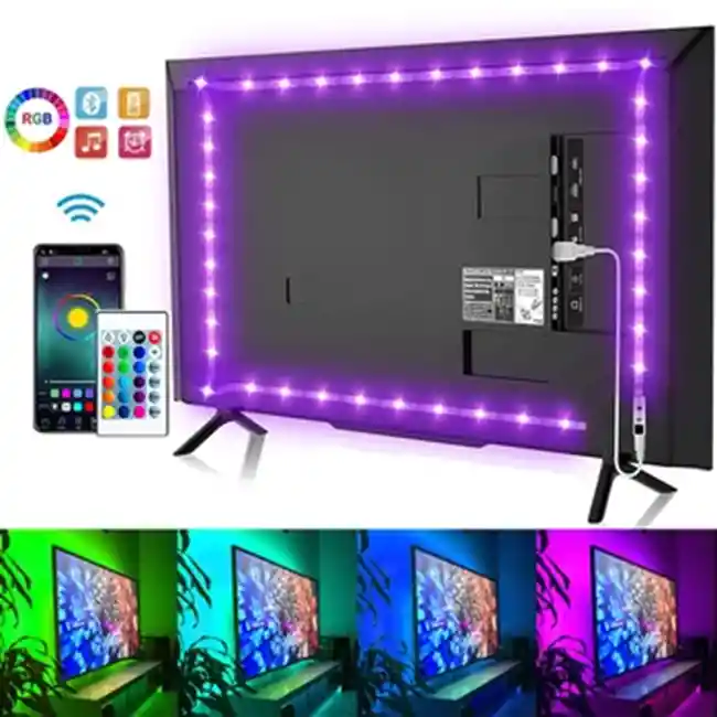 Tira De Luces Led Usb + Control Bluetooth 2m Cinta Rgb