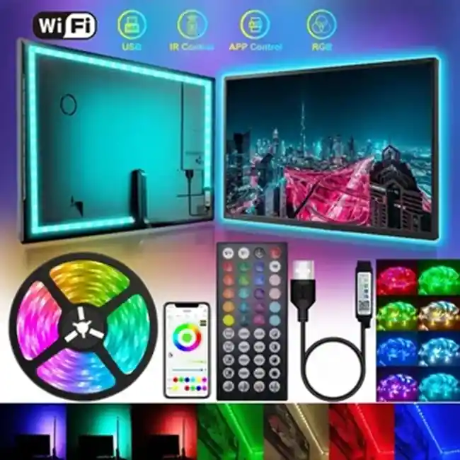 Tira De Luces Led Usb + Control Bluetooth 2m Cinta Rgb