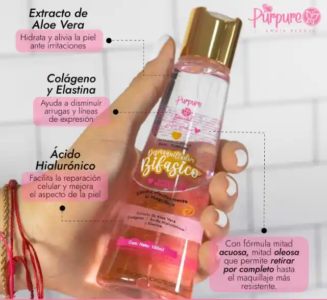 Desmaquillador Bifásico 130ml Marca Purpure