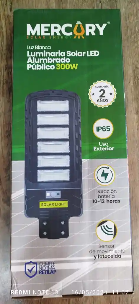 Luminaria Solar Led 300w Luz Blanca Mercury