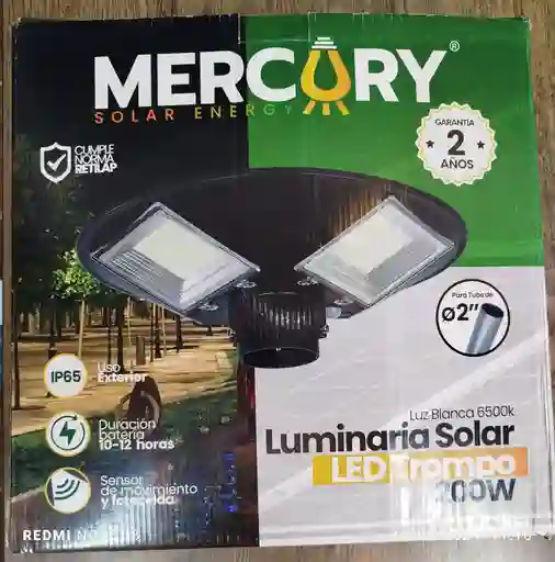 Luminaria Solar Led 200w Luz Blanca Tipo Trompo Mercury