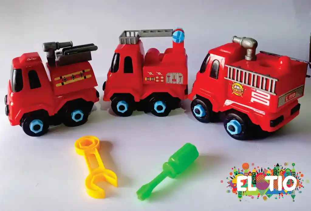 Kit Juguete Carros Bomberos Desarmables X3 Unidades