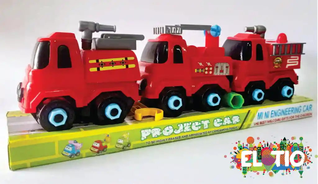 Kit Juguete Carros Bomberos Desarmables X3 Unidades