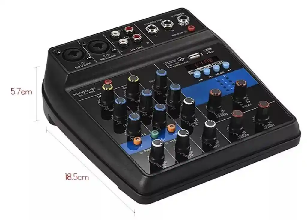 Consola Mixer Wvngr De 2 Canales Phantom Power 48v Bluetooth