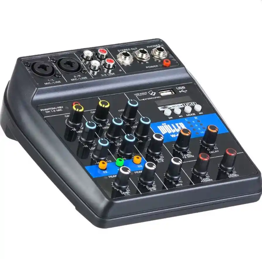 Consola Mixer Wvngr De 2 Canales Phantom Power 48v Bluetooth