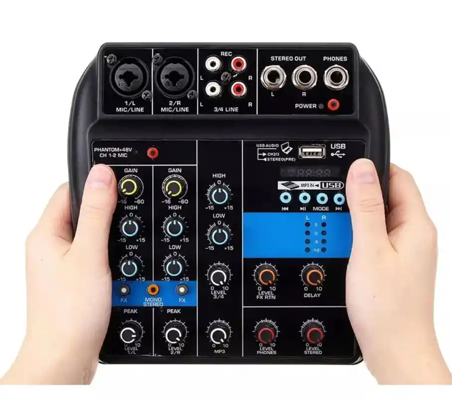 Consola Mixer Wvngr De 2 Canales Phantom Power 48v Bluetooth