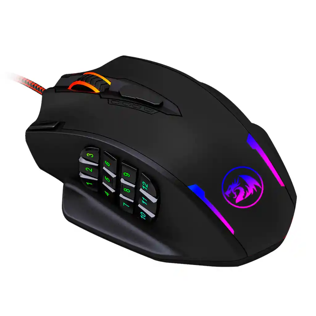 Mouse Gamer Mmo Redragon M908 Impact Rgb, 18 Botones, 12400dpi