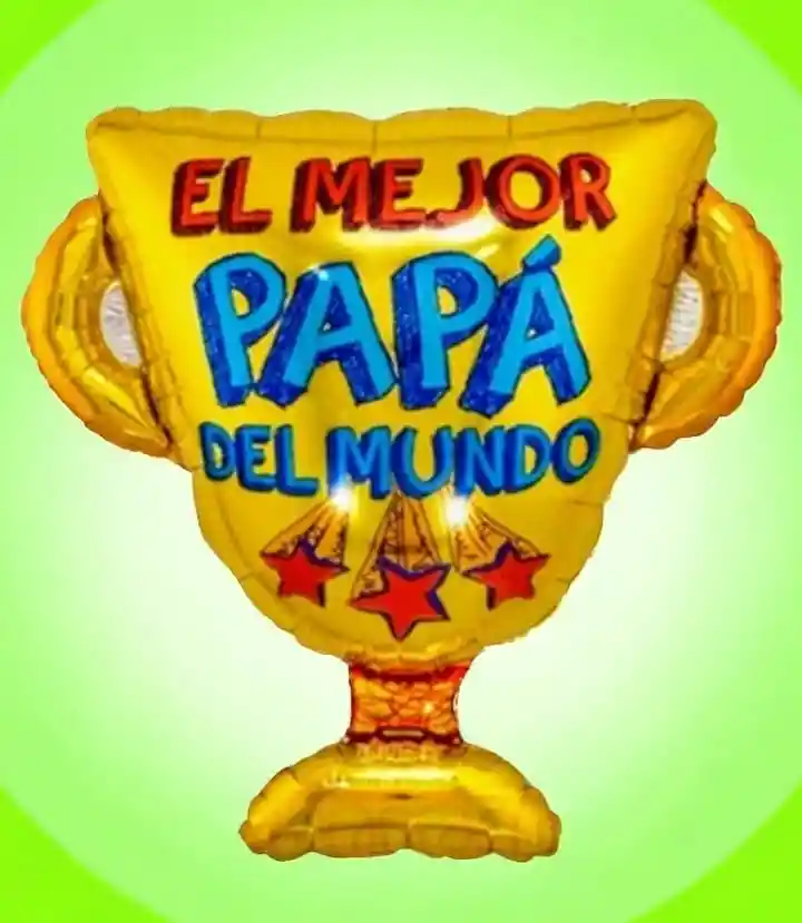 Globo Metalizado Copa Dorada "el Mejor Papá Del Mundo"