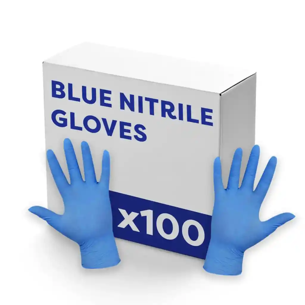 Guantes De Protección De Nitrilo Sintético Azul X 100