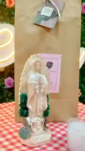 Combo Regalo Virgencita 15 Cm-denario Y Velita