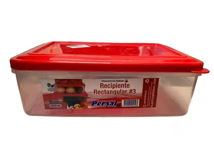 Recipiente Plastico 2000ml Refractaria Rectangular #3 Persal