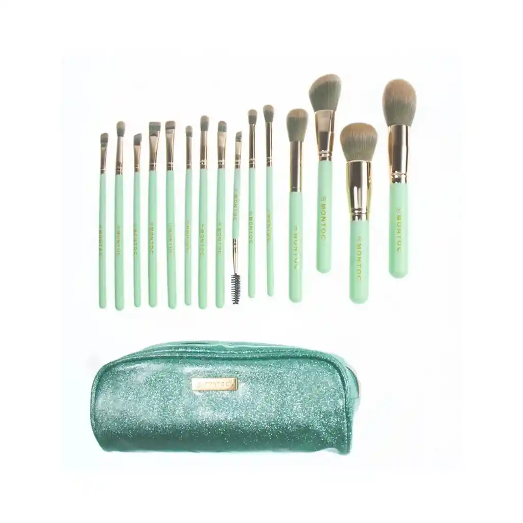 Kit De Brochas Para Ojos Y Rostro Montoc - Green Edition