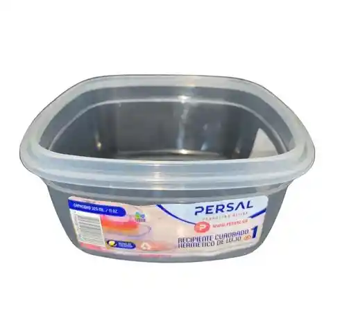 Recipiente Tupper Cuadrado 325ml Plástico Hermético Persal 9cmx9cm