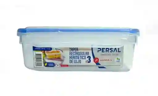 Recipiente Taper Plástico Persal Rectangular Hermetico De Lujo Con 3 Divisiones 1300ml