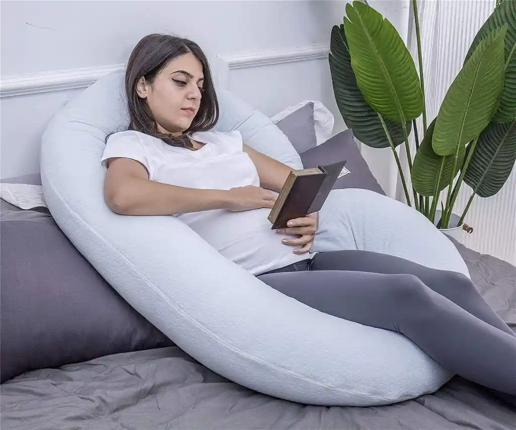 Almohada Cojin Embarazo Lactancia Tela Premium Forro Interno Gris