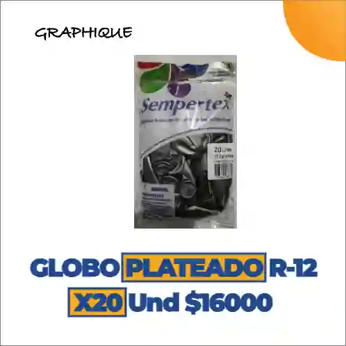 Globo Plateado R-12 X 20 Unidades