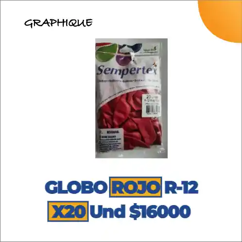 Globo Rojo R-12 X 20 Unidades