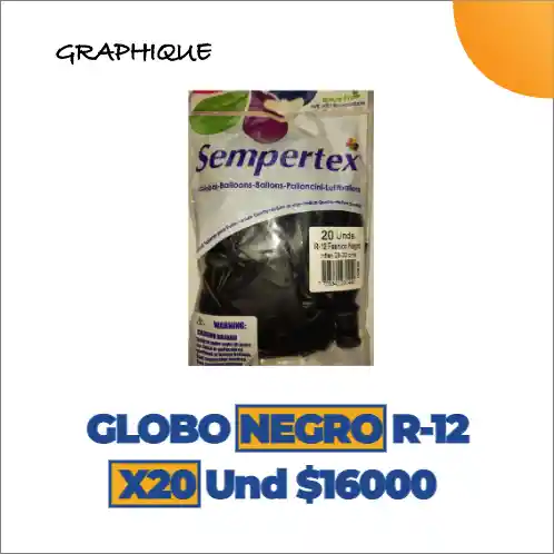 Globo Negro R-12 X 20 Unidades