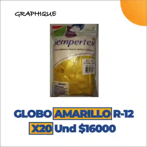 Globo Amarillo R-12 X 20 Unidades