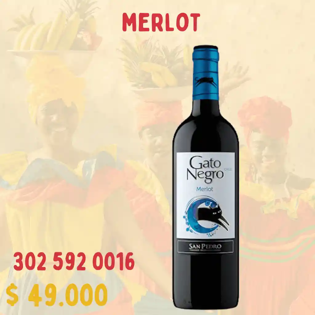 Vino Tinto Merlot Gato Negro