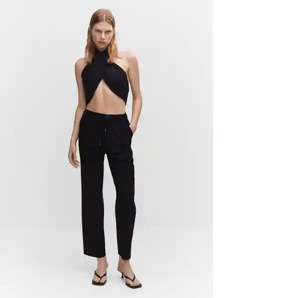 Pantalón Fluido Negro Talla S Mujer Mango