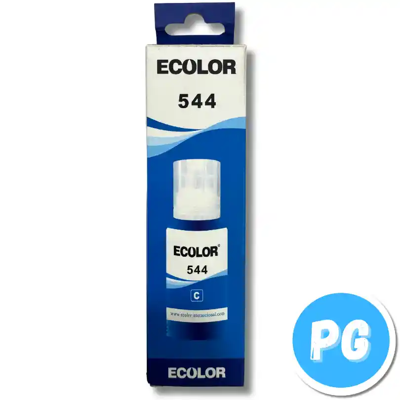 Tarro De Tinta Ecolor 544 65ml Azul. Para Impresoras Epson De Tinta 544 L3110 L1110 L3150 L5190