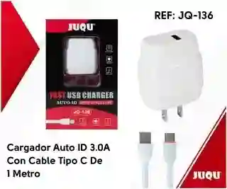 Cargador De Celular Carga Rápida Tipo C 18w Modelo Marca Juqu Original Jq Juqu 136. Quick Charge 3.0