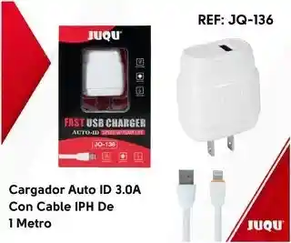 Cargador De Celular Carga Rápida Tipo Iphone Ios 18w Model Marca Juqu Origianal Jq 136. Quick Charge 3.0