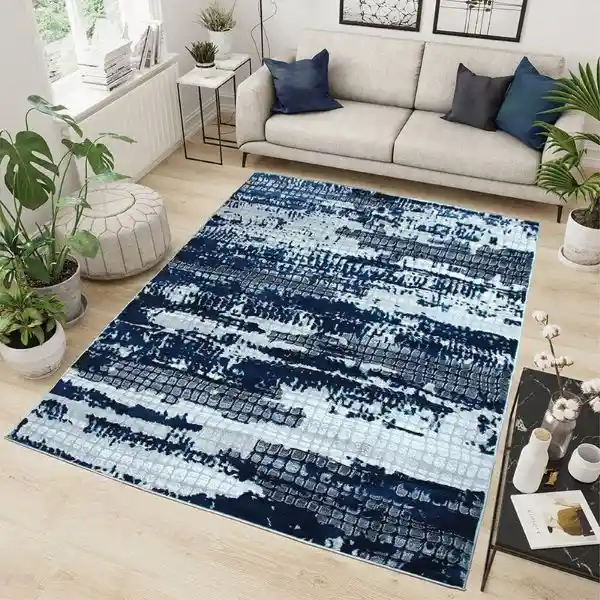 Alfombra Tapete Pie De Cama Turquia Azul 60 X 110cms