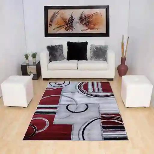 Alfombra Tapete Moderno Turquia Rojo Gris 160 X 230cms