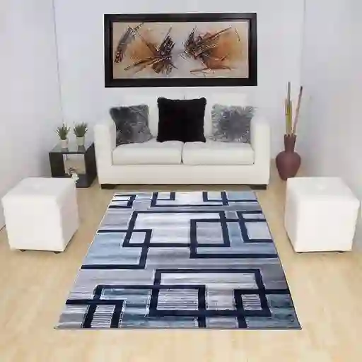 Alfombra Tapete Moderno Turquia Azul Gris 160 X 230cms