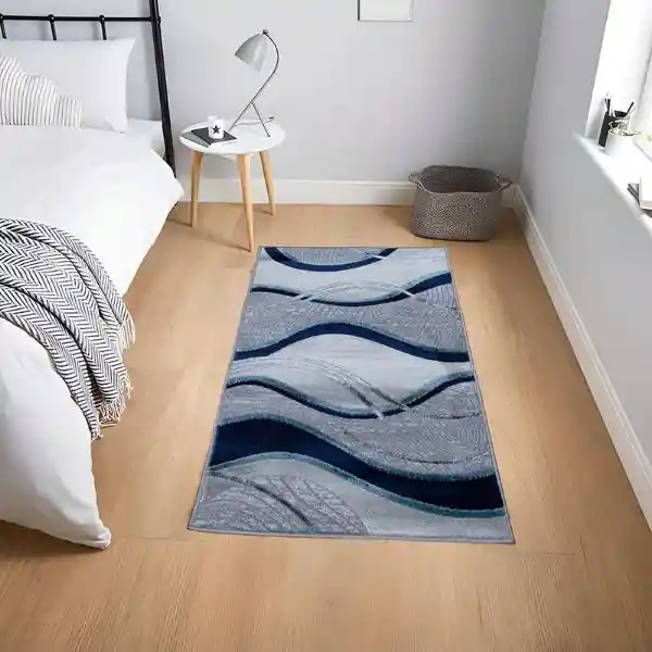 Alfombra Tapete Pie De Cama Turquia Azul 60 X 110cms