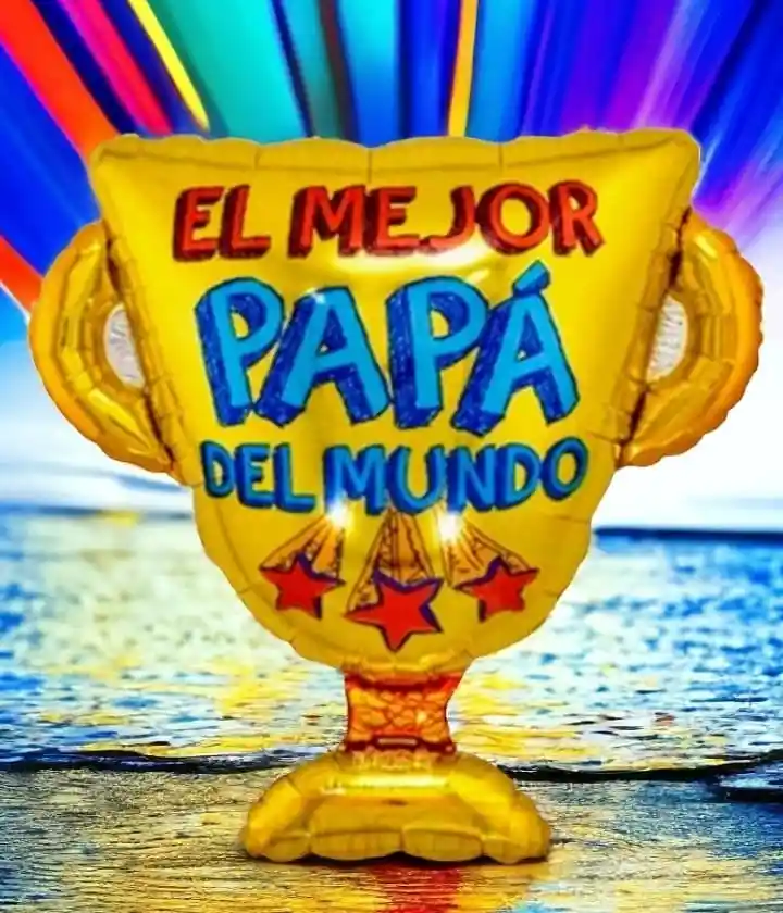 Globo Metalizado Copa Dorada "el Mejor Papá Del Mundo"