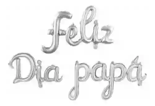 Letrero Globo Metalizado Feliz Dia Papá Letra Cursiva (plateado)