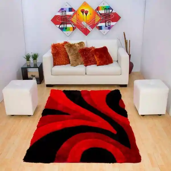 Alfombra Tapete 3d Moderno Rojo 120 X 170cms