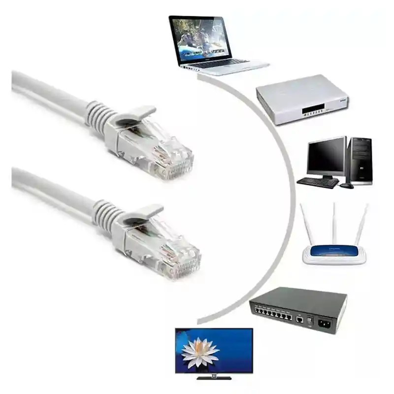 Cable De Red Utp Categoria 6 Blanco De 3 Metros