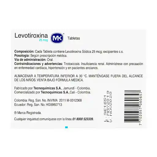 Mk Levotiroxina (25 mcg)
