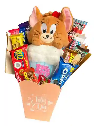 Regalo Especial Tom Jerry Con Peluche, Galletas, Cereal Y Mas - Regalo Feliz Cumpleaños - Regalo Sorpresa Toda Ocasión