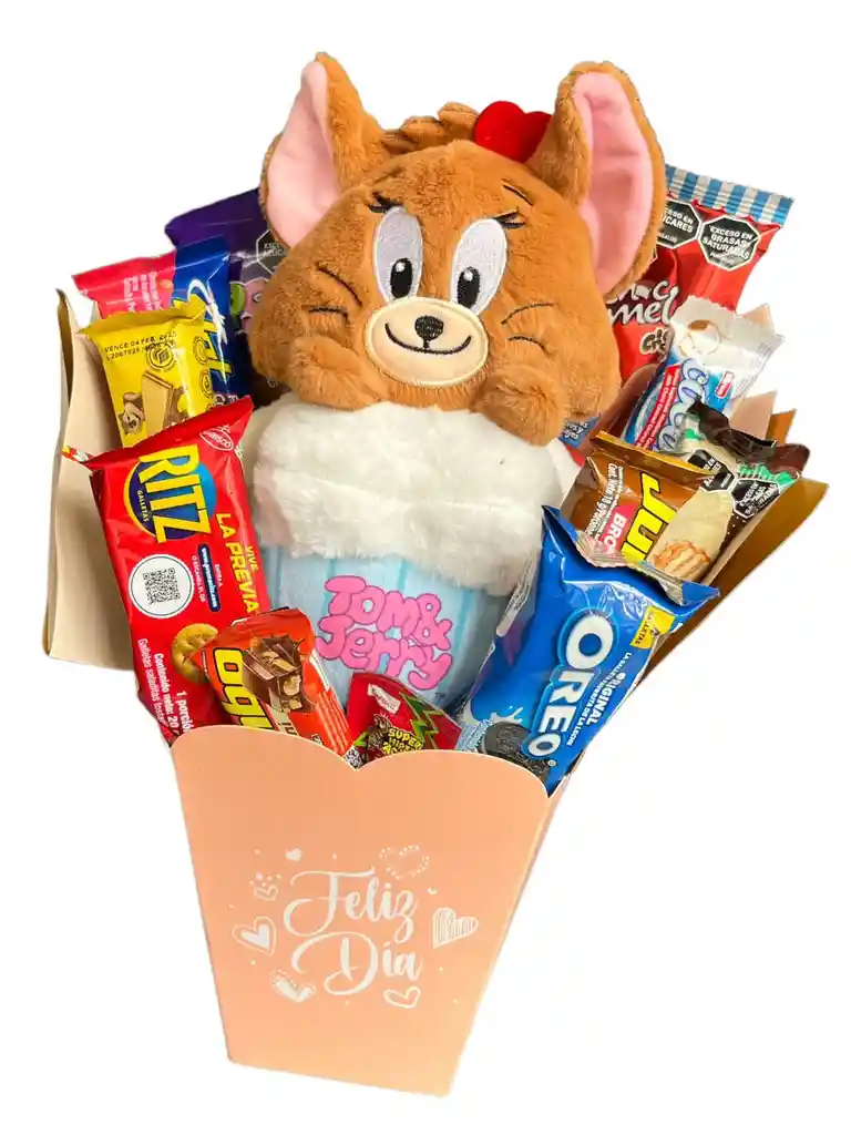 Regalo Especial Tom Jerry Con Peluche, Galletas, Cereal Y Mas - Regalo Feliz Cumpleaños - Regalo Sorpresa Toda Ocasión