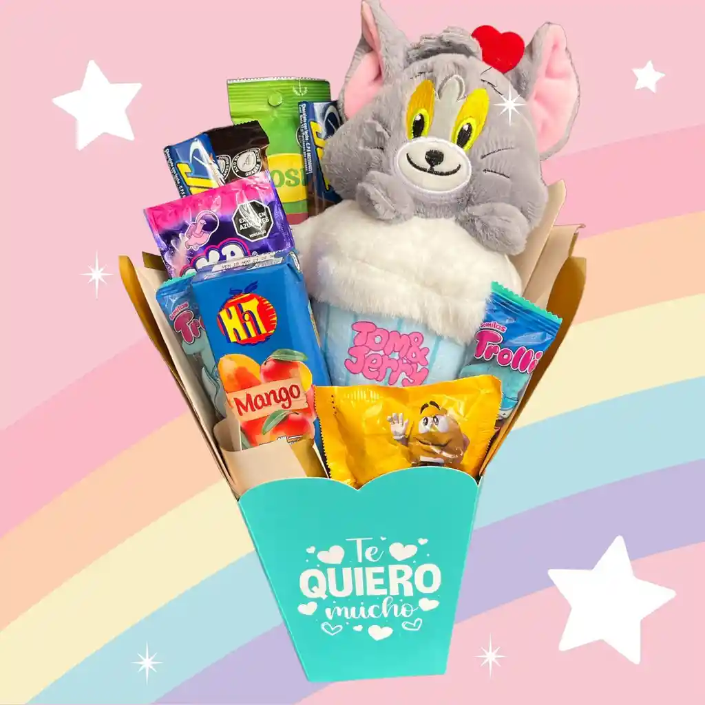 Regalo Especial Tom Con Jugo, Galletas, Gomas Y Mas - Regalo Feliz Cumpleaños - Regalo Sorpresa Toda Ocasión