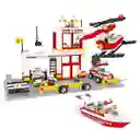 Juguete Armatodo Tipo Lego Estacion De Bomberos Con Lancha Y Helicoptero 433pc Rf.21701