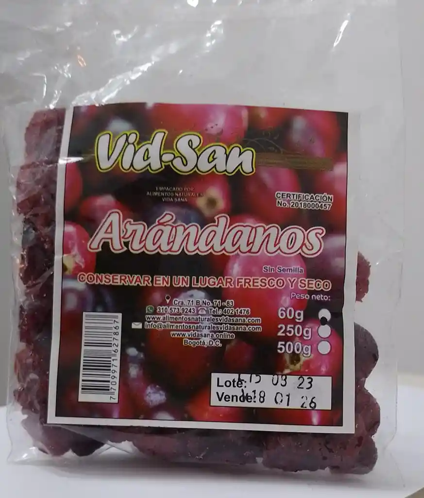 Arandanos X 60 Grms Vida Sana