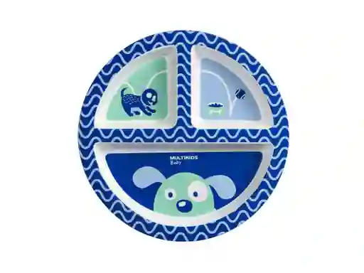 Plato De Comida Infantil Con 3 Separadores Azul Niños Niñas